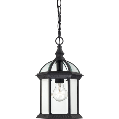 Nuvo Lighting 60/4979  Boxwood - 1 Light - 14" Outdoor Hanging with Clear Beveled Glass in Textured Black Finish